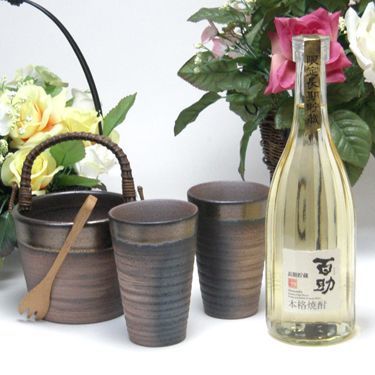豪華酒器セット陶芸作家 安藤嘉規作(こんな贅沢な余韻を欲しかった麦焼酎 井上酒造 限定長期貯蔵麦焼酎 百助(ももすけ)720ml