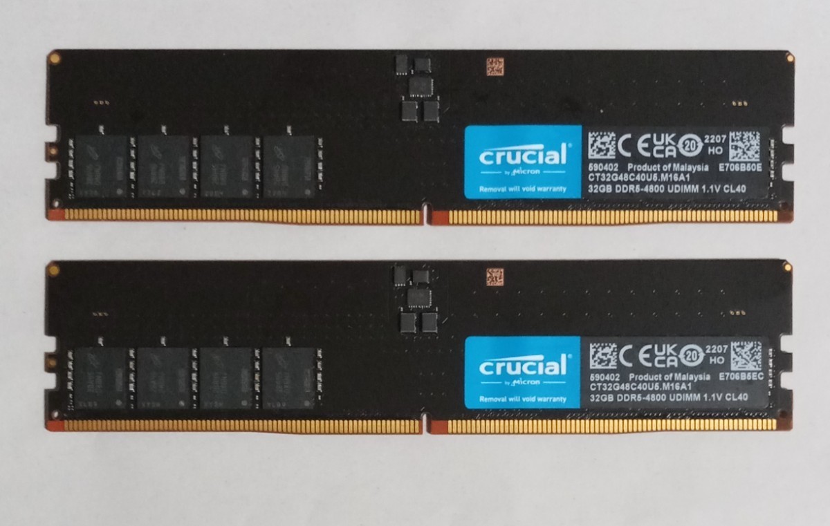 MA38-A【動作品】Crucial DDR5-4800 32GB×2枚 計64GB【送料無料