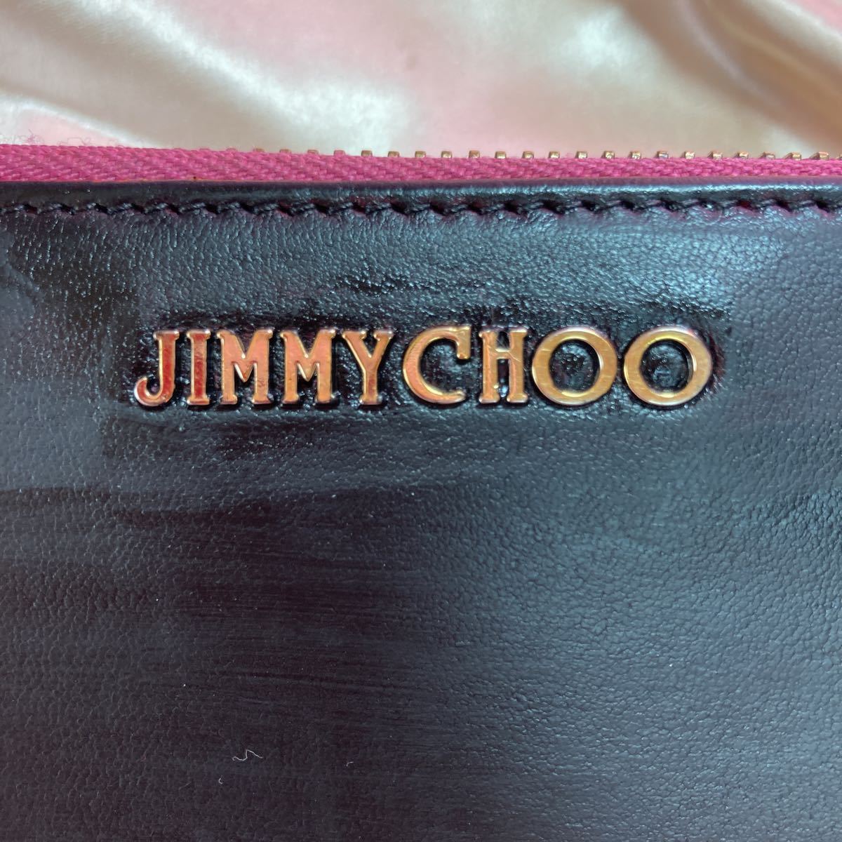 ジミーチュウ 長財布 ラウンドジッパー ブラック　パープル リカラー　ロゴ　ゴールド　レディース　ラウンドファスナー JIMMY CHOO 大人気_画像4