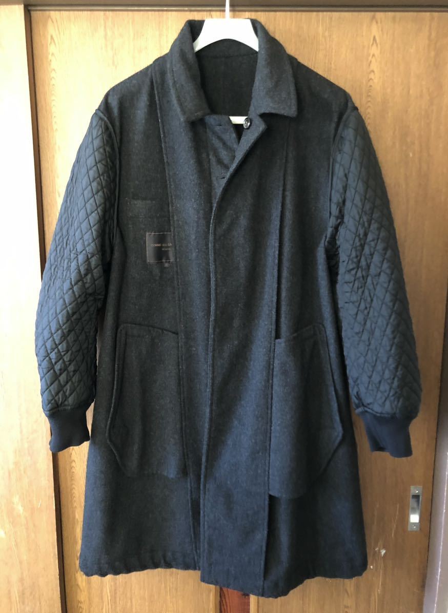 リバーシブ 美品 AD1996 COMME des GARCONS HOMME コムデギャルソン オム 袖 切替 ウールコート MA-1 size M 田中啓一 アーカイブ デカオム 川久保怜