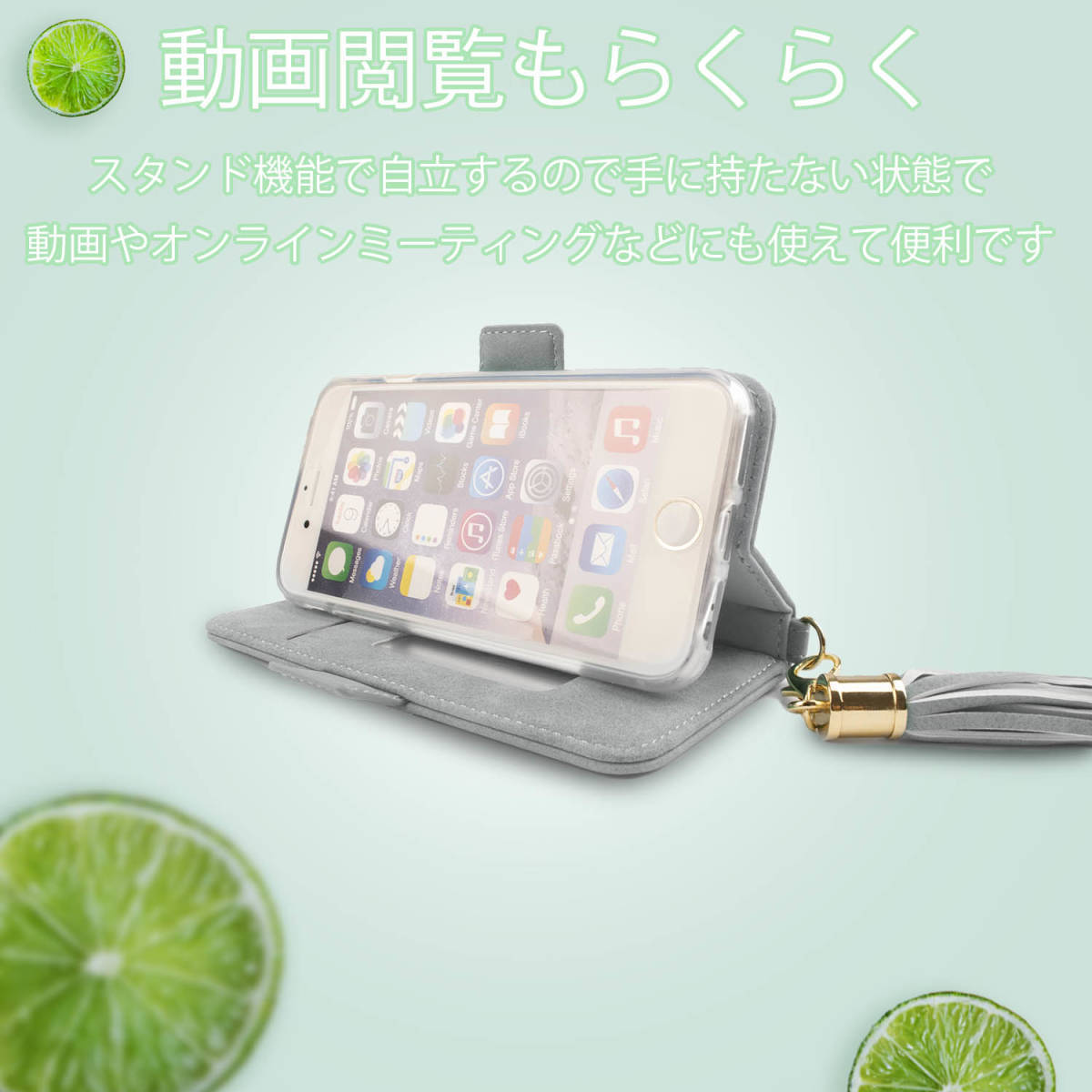 iPhone12 ケース 手帳型 iPhone 12 ケース 12Pro カバー ミラー 鏡 ストラップ 灰 グレー 人気 可愛い アイフォン12 おしゃれ 送料無料 安_画像3