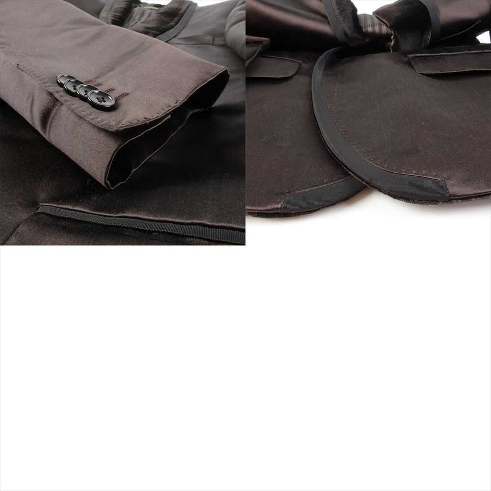 D&G ドルガバ ドレスジャケット シルク混紡 茶 ブラウン サテン 48 L テーラードジャケット ショールカラー ベロア