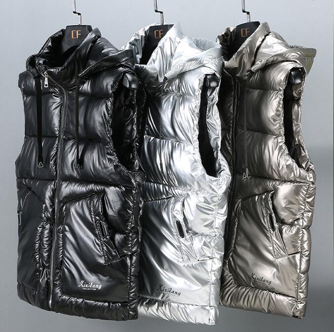 men's down vest inner the best cotton inside the best casual choki cotton entering jacket tank top large size silver S~5XL