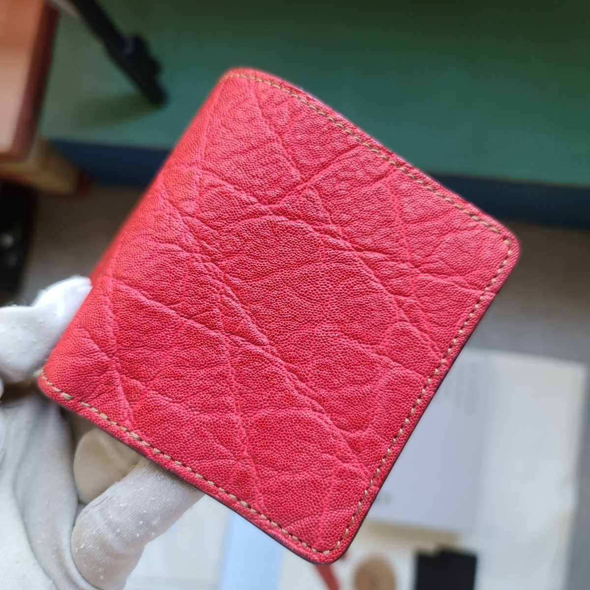 美品!交渉可!エレファント,ドラーロ,ブッテーロ,WILDSWANS,kf003,エキゾチックレザー,ワイルドスワンズ,財布,札,レザー,革,レッド,カード,