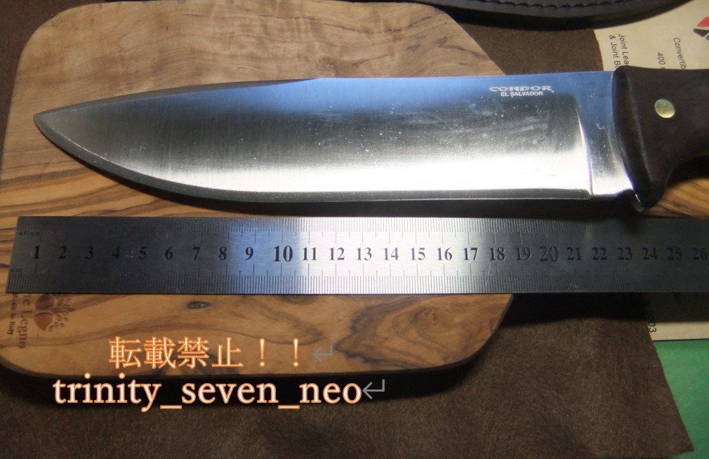 CONDOR「コンドル」Moonshiner。全長375ｍｍ。大型牛刀・山刀。1075鋼使用。ウォールナットハンドル。約35度本刃付済_画像2