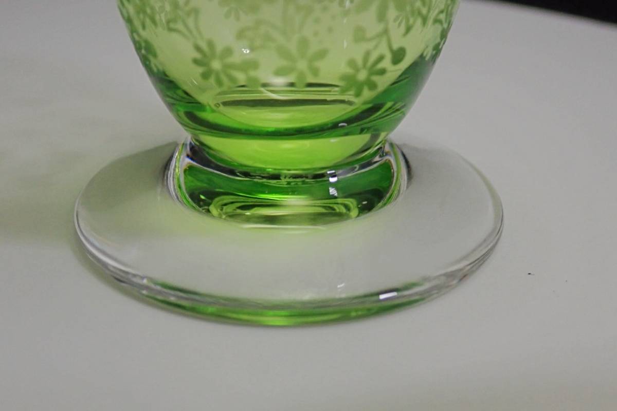 オールド バカラ ２色 グラス 日本酒 グリーン エリザベート 花柄 小さい