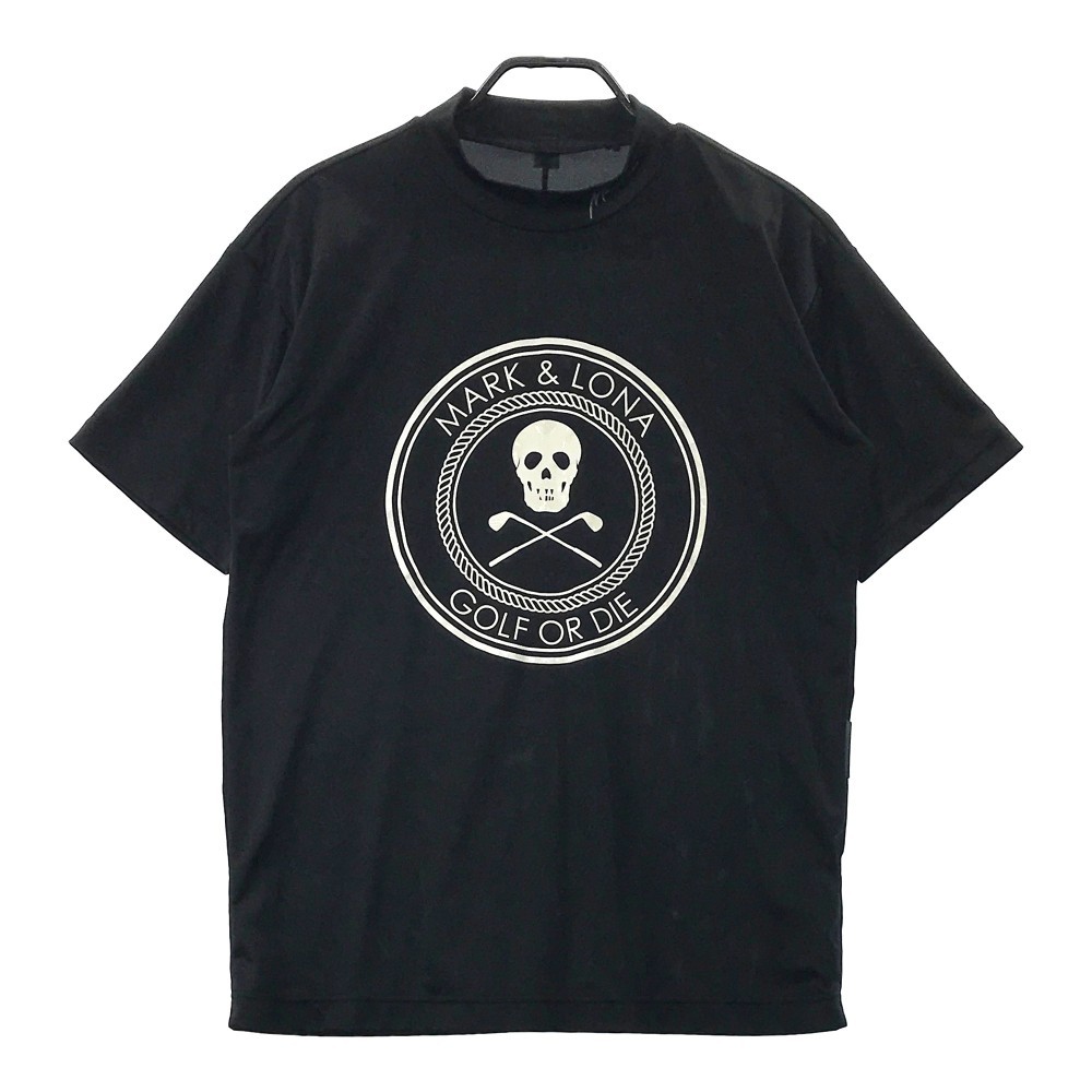 マークアンドロナ ハイネック 半袖Tシャツ スカルロゴ ブラック 48-