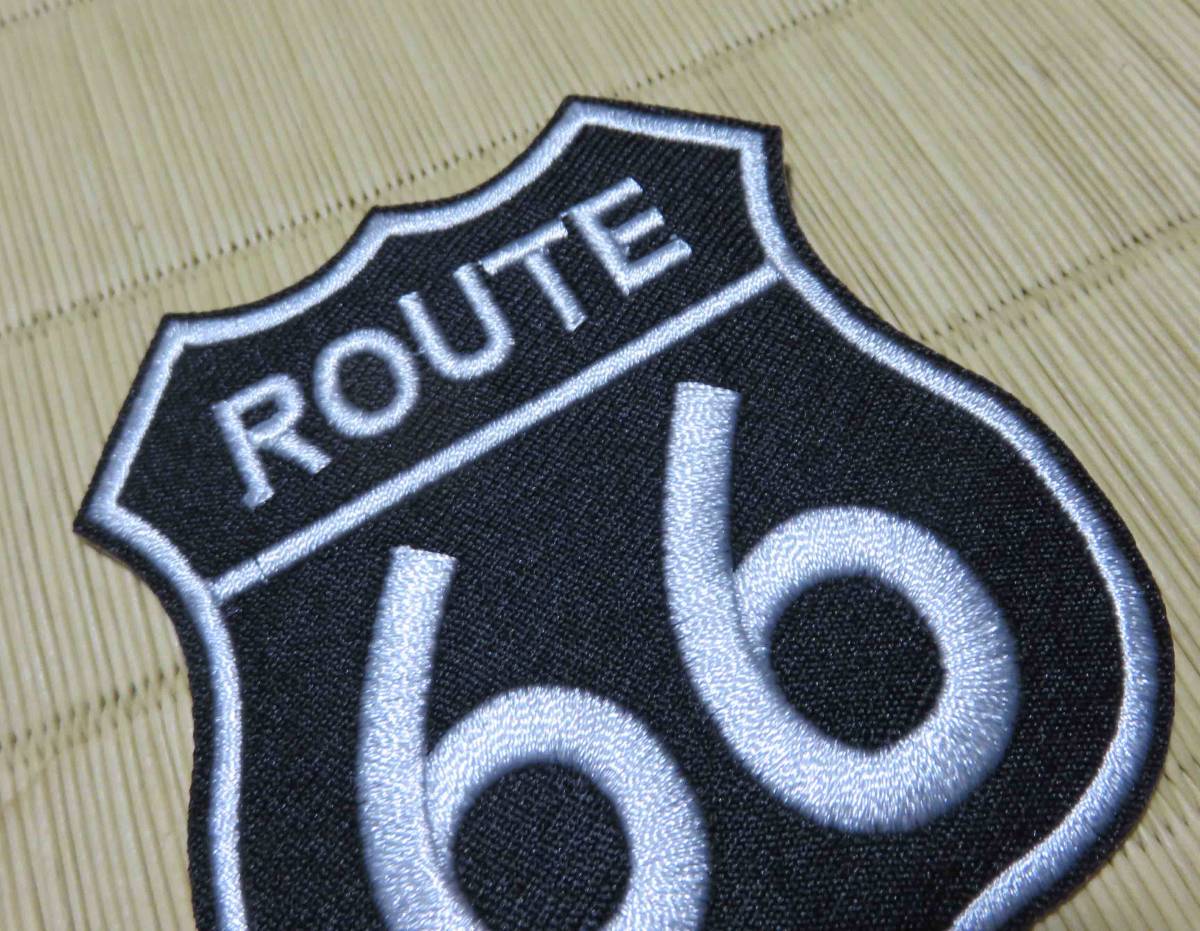 MD黒BK◆新品　ルート６６　国道66号線　Route 66　刺繍ワッペン（パッチ）◇北米仕様　アメリカ自動車　オートバイ◎ツーリング　ドライブ_画像3