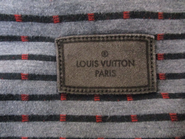 ルイヴィトン　LOUIS VUITTON 　 ロゴ　レザーパッチ　ボーダー　Tシャツ　XXL　国内正規品_画像4