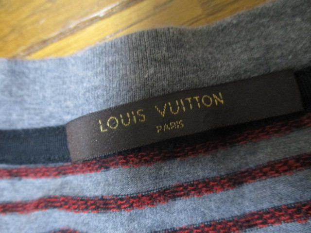 ルイヴィトン　LOUIS VUITTON 　 ロゴ　レザーパッチ　ボーダー　Tシャツ　XXL　国内正規品_画像3