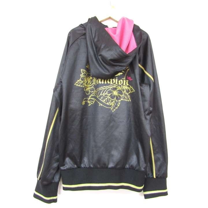  Champion nylon jacket jumper Zip Parker both sides print for girl M size black Kids child clothes Champion
