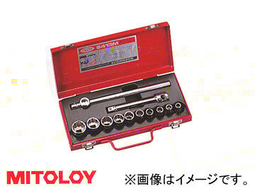 ミトロイ/MITOLOY 1/2(12.7mm) ソケットレンチセット 10コマ13点 メタルケースセット S413M_画像1