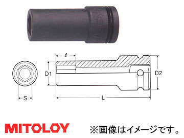 ミトロイ/MITOLOY 3/4(19.0mm) インパクトレンチ用 ソケット(ロングタイプ) 6角 15/16inch P6L-15/16_画像1