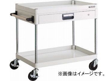 トラスコ中山 フェニックスワゴン 750X500 薄型1段引出付 YG色 PEW-772Z-YG(4883632)_画像1