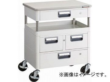 トラスコ中山 フェニックスワゴン 600X400XH740 引出 天板付 YG色 PEW-761VZWT-YG(4857534)_画像1