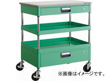 トラスコ中山 フェニックスワゴン 600X400XH880 引出 天板付 YG色 PEW-962VZT-YG(4884094)