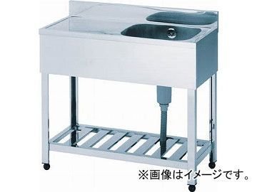 アズマ 一槽水切シンク左水槽 900×450×800 KPM1-900L(4552571) JAN