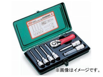 トネ/TONE 9.5mm（3/8”） ボールポイントヘキサゴンソケットレンチセット 7点 品番：BH3061_画像1