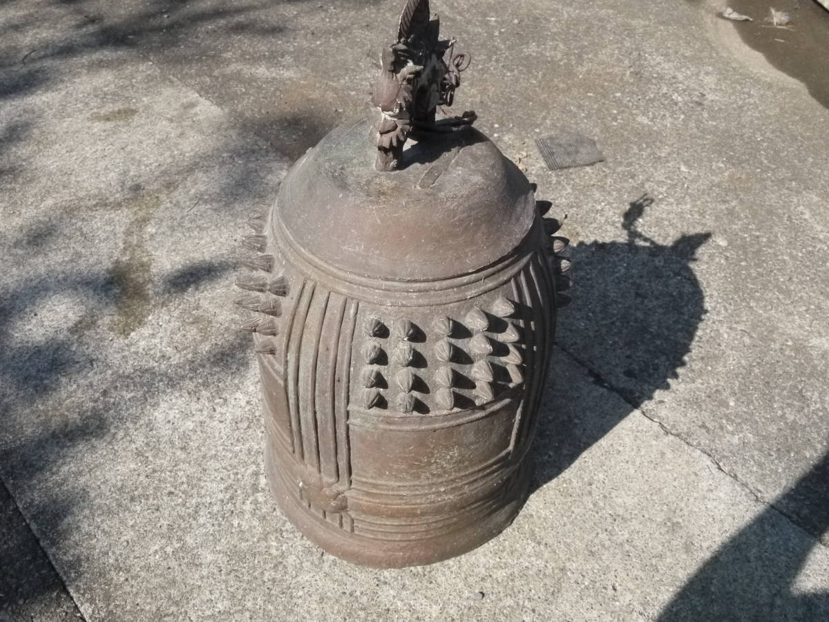 銅鐘 吊り鐘 半鐘 寺社 金属工芸 古銅 時代 高さ52cm 古美術 骨董 仏教