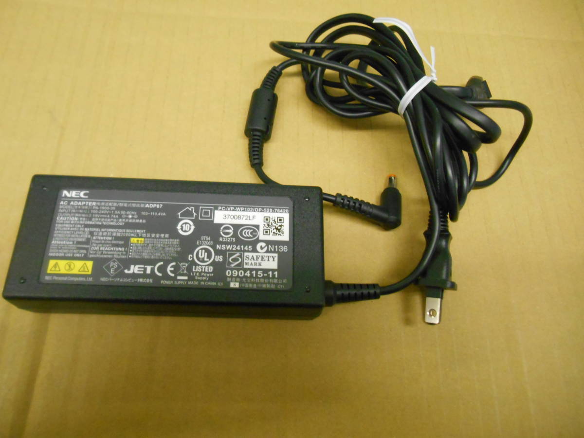 NEC ACアダプタ ADP87 PA-1900-35 19V=4.74A(PC-VP-WP102 外径5.4 内径2.6 (10_画像1