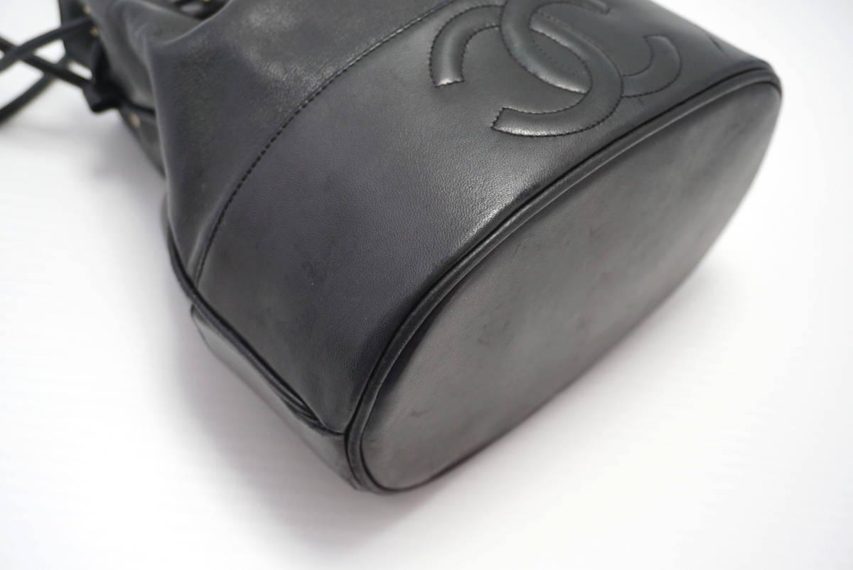 1円 極美品 CHANEL シャネル ラムスキン 巾着 ショルダー バッグ