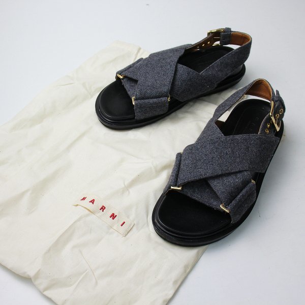 品質満点! 美品 MARNI フスベット 超美品 サンダル ブラック本革
