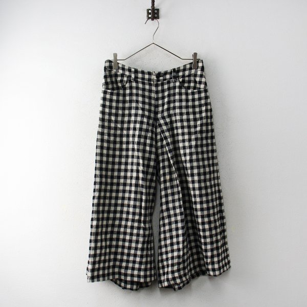 style+confort Steel e navy blue four ru silver chewing gum check culotte pants 1/ black kinali wool linen cotton [2400013082525]