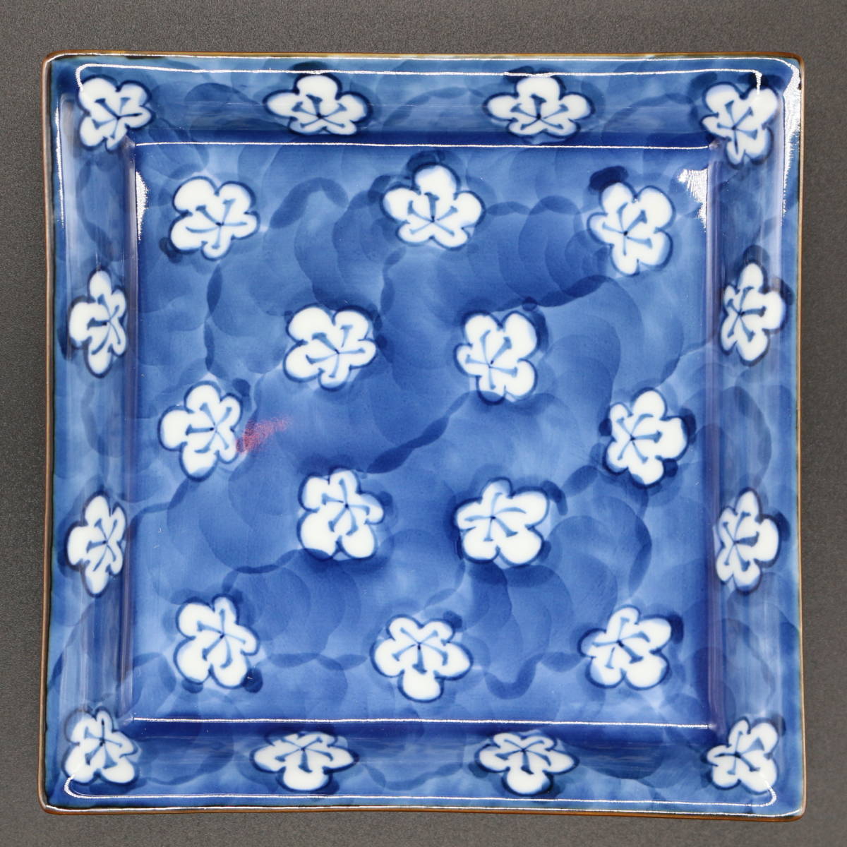  source right ../.. plate / 5 sheets set / old . manner plum ./ blue and white ceramics / angle plate / Arita ./ ceramics and porcelain / small plate / Japanese-style tableware / also box 