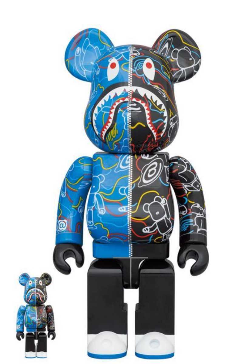 BAPE BE@RBRICK LINE CAMO SHARK 100% 400% | myglobaltax.com