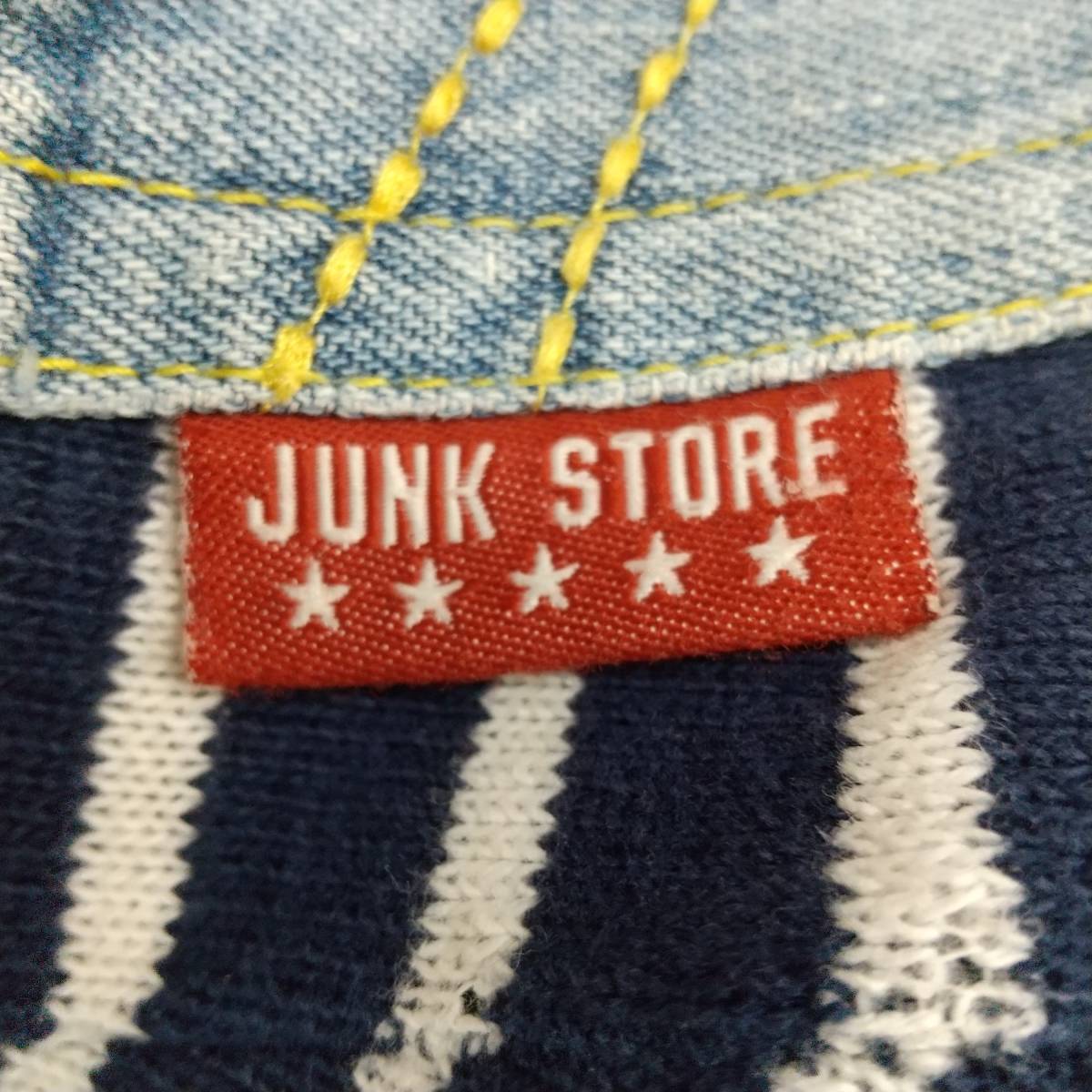 YC100[2003]JUNK STORE Junk store Denim pocket border pants bottoms child clothes Kids size 100[600102000007]