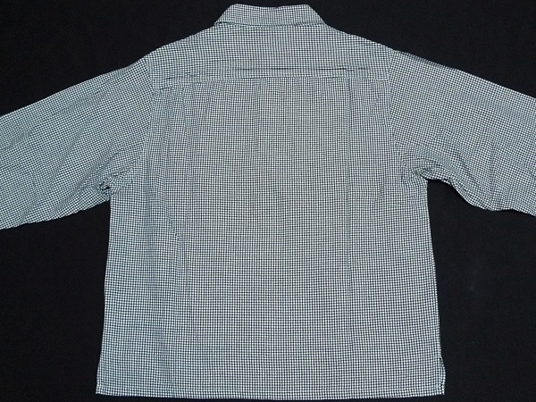 美品[Bm7]米国製ギンガムチエックワークシャツブラウスS(36)白/黒ロカビリー_画像3