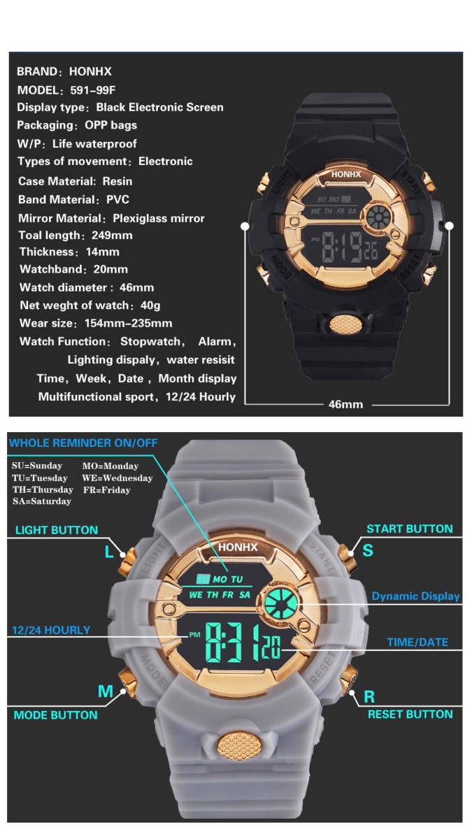  спорт наручные часы наручные часы часы цифровой тип LED цифровой наручные часы цифровой велосипед уличный кемпинг бег для мужчин и женщин золотой 2