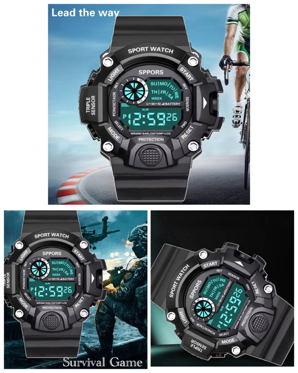  sport wristwatch wristwatch clock digital type LED digital wristwatch digital bicycle sport outdoor camp running man and woman use black 2