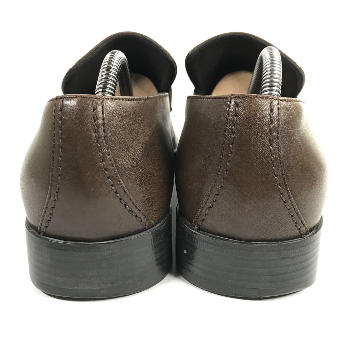 [ Gucci ] подлинный товар GUCCI обувь 26cm чай G Logo металлические принадлежности Loafer туфли без застежки бизнес обувь натуральная кожа мужской мужской Италия производства 41 EJ
