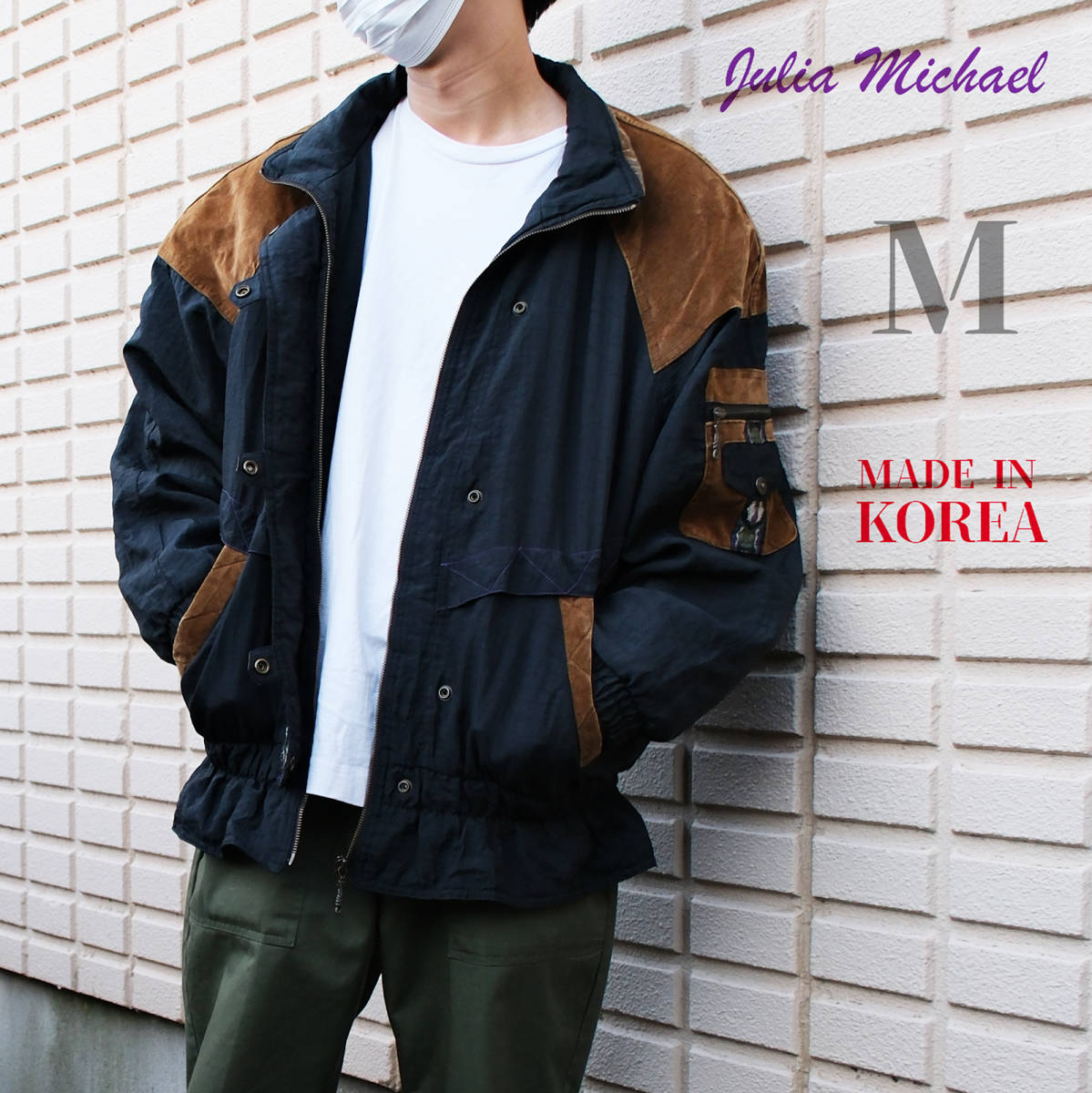 豪華ラッピング無料 ウィンドブレーカー ジャケット メンズ アウター バイカラー ビンテージ 韓国