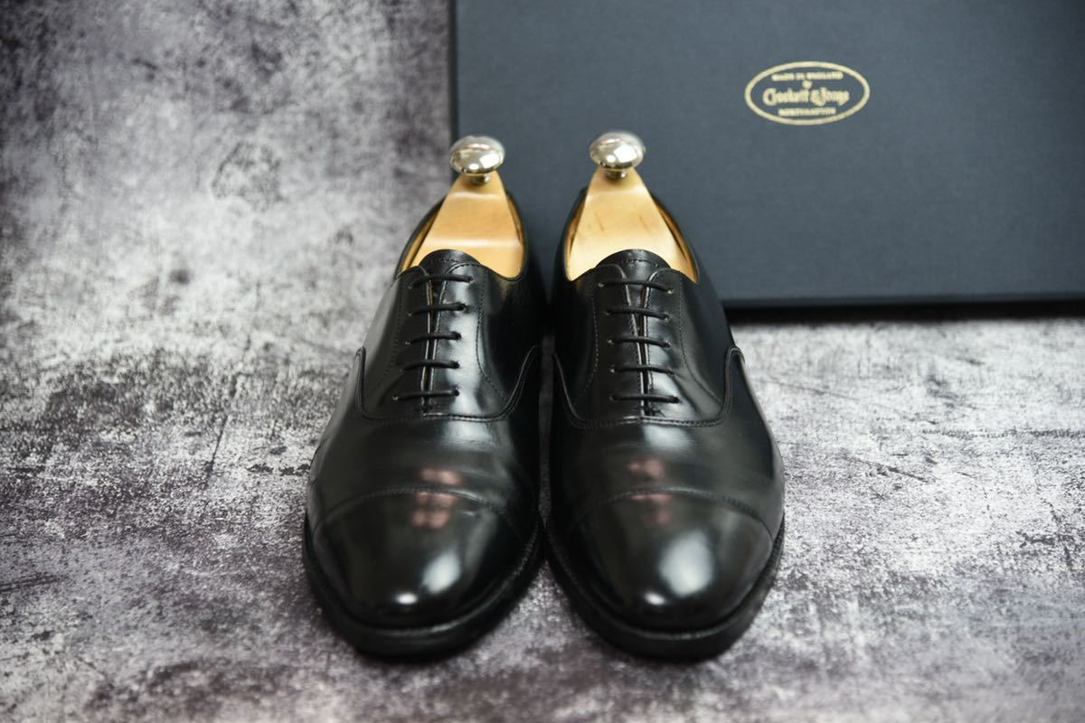 Crockett&Jones クロケット&ジョーンズ コノート 6E (24.5cm相当) ブラック 236ラスト 木製シューツリー付属 ストレートチップ