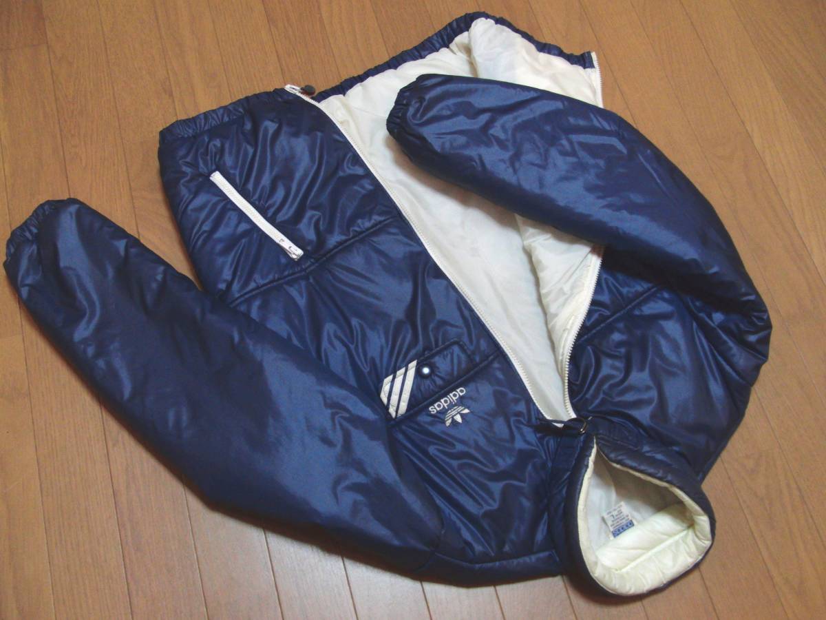 即決良好!!激レアadidas70's～80's肉厚ライダースJKT【西ドイツタグ】VINTAGE三つ葉アディダス中綿入りジャケットL☆チンスト㈱デサント_画像7