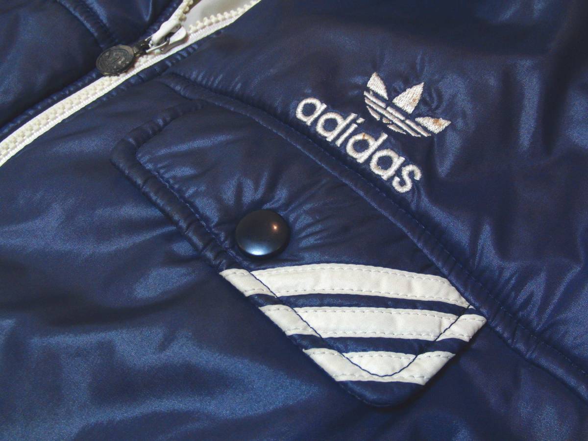 即決良好!!激レアadidas70's～80's肉厚ライダースJKT【西ドイツタグ】VINTAGE三つ葉アディダス中綿入りジャケットL☆チンスト㈱デサント_画像4