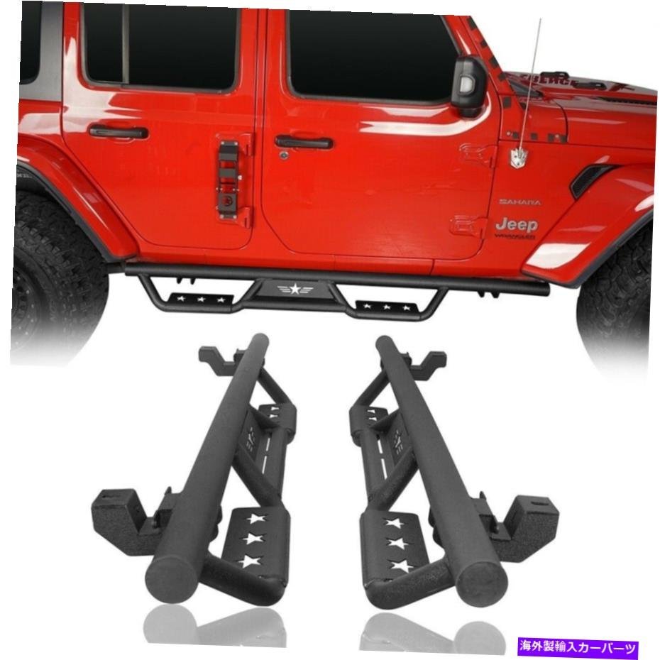 Nerf Bar 18-22ラングラージープJL 4ドアテクスチャスチールワイドドロップサイドステップボードに合う FIT FOR 18-22 WRANGLER JEEP JL 4_全国送料無料サービス!!