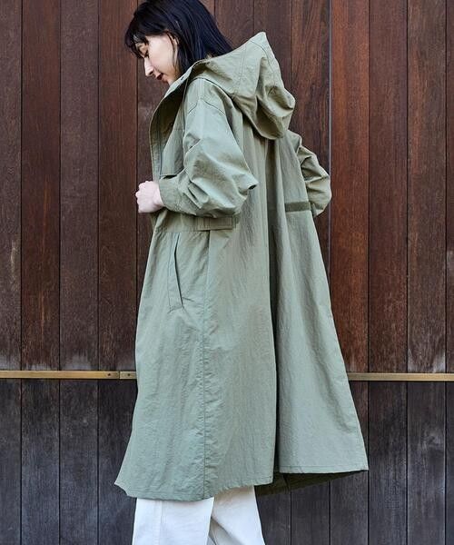 coen(シエラテックス)ロングシェル撥水ナイロンコート カーキ coen(シエラテックス)ロングシェル撥水ナイロンコート カーキ