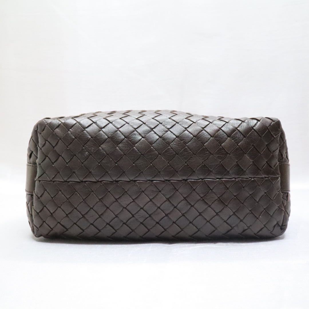 1円~【美品】BOTTEGA VENETA ボッテガ ヴェネタ イントレチャート 編み込み ハンドバッグ アクセサリーポーチ レザー ブラウン