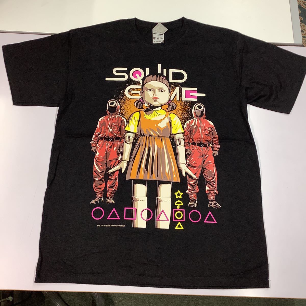 SR9C4. デザインTシャツ XLサイズ　SQUID GAME ① イカゲーム_画像1