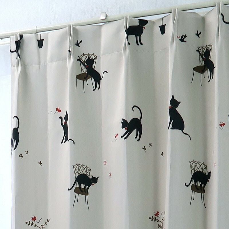 遮光カーテン かわいい猫柄 アイボリー 幅150cm×丈220cm2枚 日本 遮光カーテン かわいい猫柄 アイボリー 幅150cm×丈220cm2枚 日本