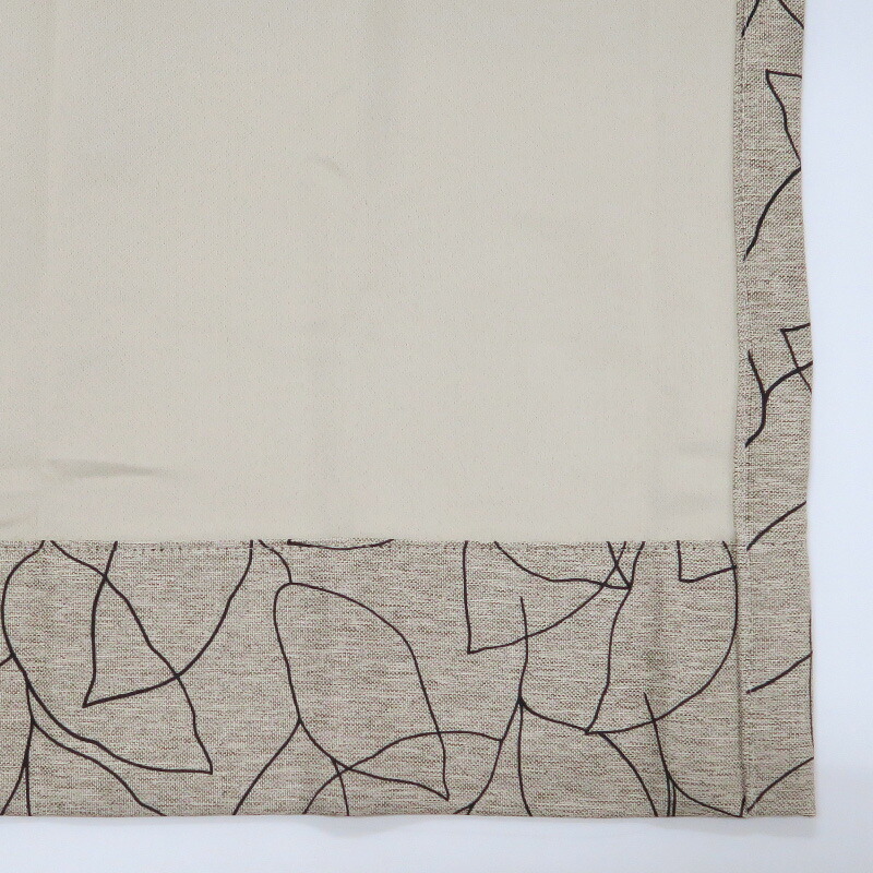 遮光カーテン 北欧 リーフ柄 ブラウン 幅100cm×丈110cm2枚 日本製 プリーツが綺麗な形態安定加工_画像7