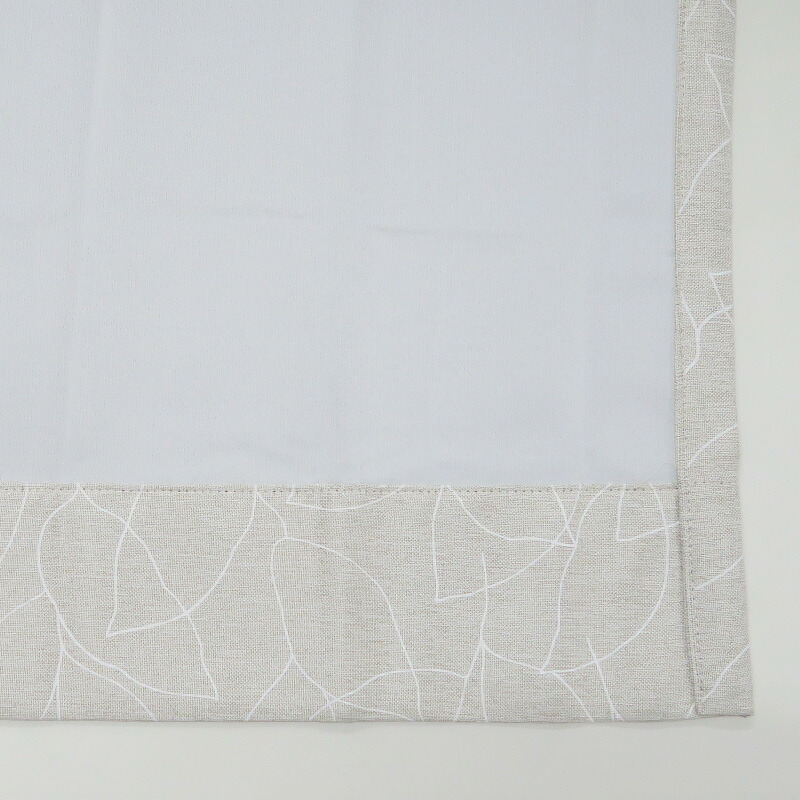 遮光カーテン 北欧 リーフ柄 アイボリー 幅100cm×丈105cm2枚 日本製 プリーツが綺麗な形態安定加工_画像7