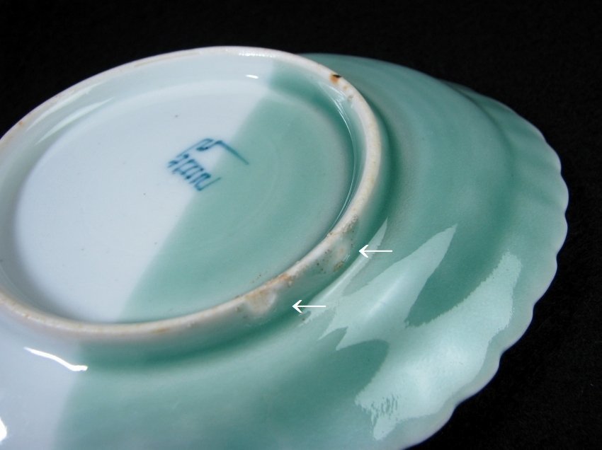 江戸中期 伊万里青磁 厚手中鉢5客時代木箱付 直径13.1cm s5-0515①