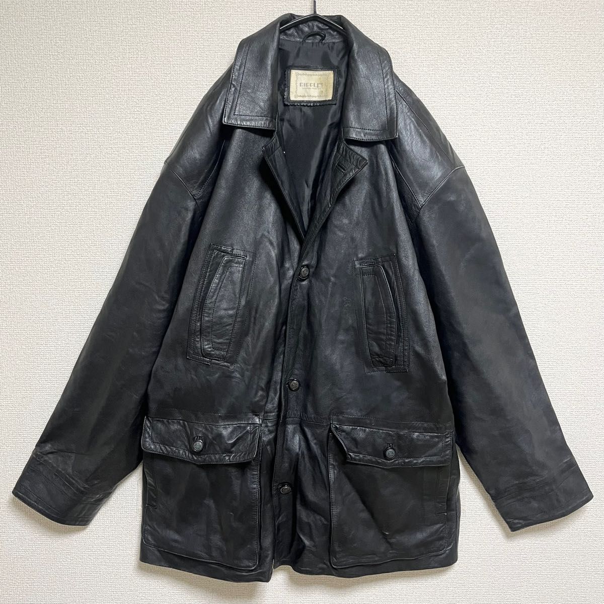 No.719 VINTAGE ヴィンテージ 古着 レザージャケット ロング丈 黒