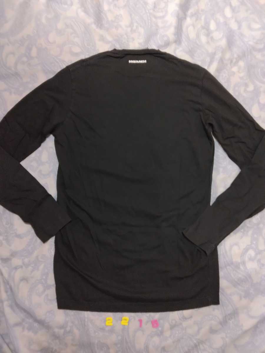 2215、ディースクエアードビッググラフィックプリントつきクルーネック黒色 長袖 Tシャツ ミラノ ジャパンめんサイズXS_画像5