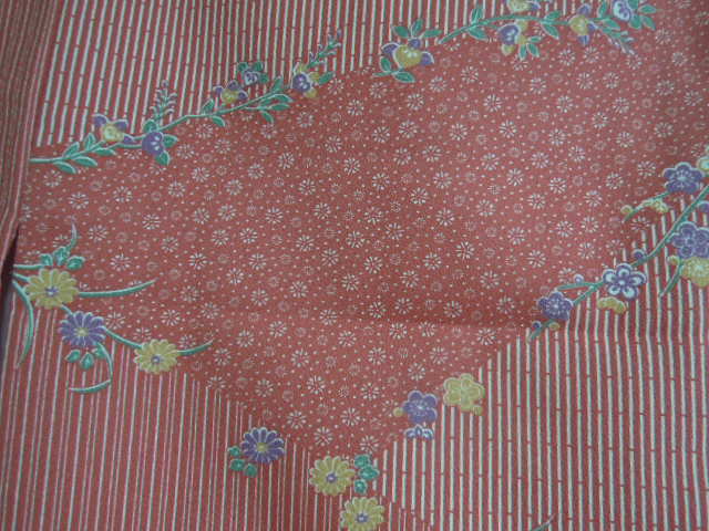  peace old cloth raw materials *.... red . pink color color series * pretty . floral print *... kimono *. woven!