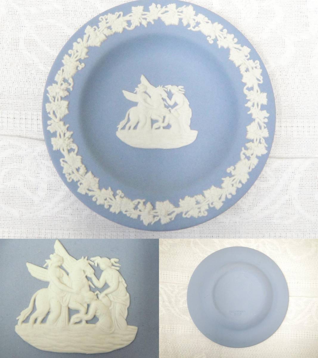 【QGA237】値下げ♪WEDGWOOD ウェッジウッド ジャスパー 飾り皿 三人の女神とペガサス 腰掛ける婦人 セット★_画像3